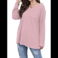 thumbnail image 3 of Blusas de Mujer de Larga con Cuello en V, Túnicas Casuales, Camisas Básicas, Blusas Holgadas Rosa XXL, 3 of 7
