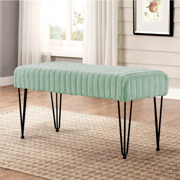 HOME SOFT THINGS OTOMAN/TABURETE SUPER SUAVE DE PIEL SINTÉTICA. OTOMAN TAPIZADO PARA REPOSAPIÉS CON PATAS DE METAL NEGRO Y ASIENTO ACOLCHADO. 116X40X55CM , ESPUMA DE MAR