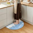 thumbnail image 4 of Half Circular Door Mat 24"x36", Light Blue Christmas Large Absorbent Non Slip Front Entrance Rug, Xmas Elk Tree Snowflake Forest Diatomaceous Welcome Mat for Double Door Garage Living Room Entryway, 4 of 9