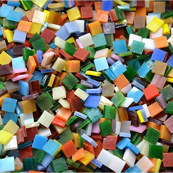 Lanyani 800 Pcs Carreaux de Mosaïque Vitrail - Couleurs Assorties pour Artisanat et Décorations Maison - 500g/1.1lb