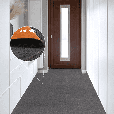 Ymokee 4 x 10 ft Commercial Carpet, Modern Hallways Runner Rug with Non-Slip TPE Backing Area Rugs, Gray