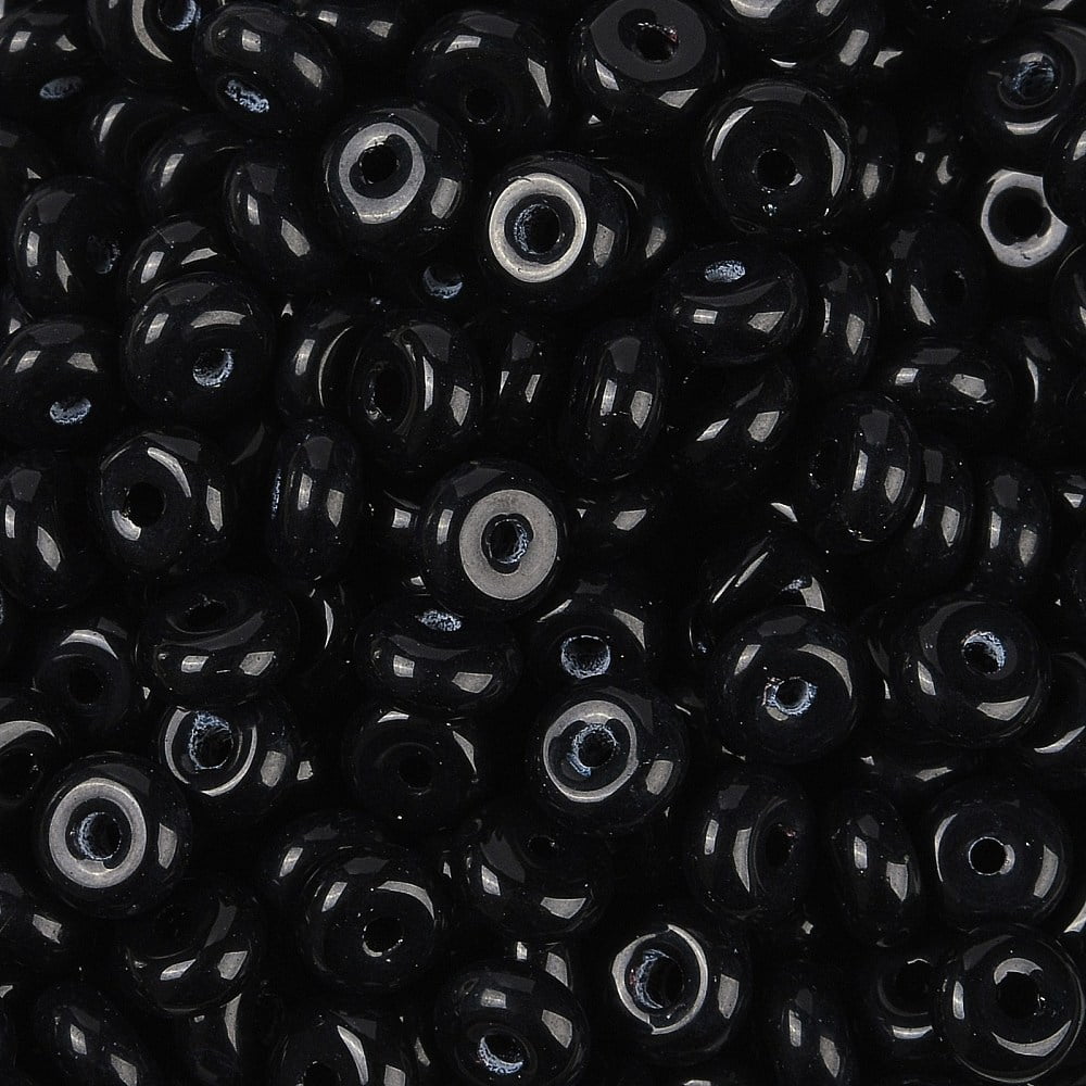 Transparent Colours Glass Seed Beads Donut Black 6.5x3mm Hole: 1.8mm about 1363pcs/pound