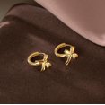 thumbnail image 4 of Sterling Silver Small Bow Hoop Earrings for Women Teens Bow Ribbon Earrings Bowknot Huggie Earrings, 4 of 10
