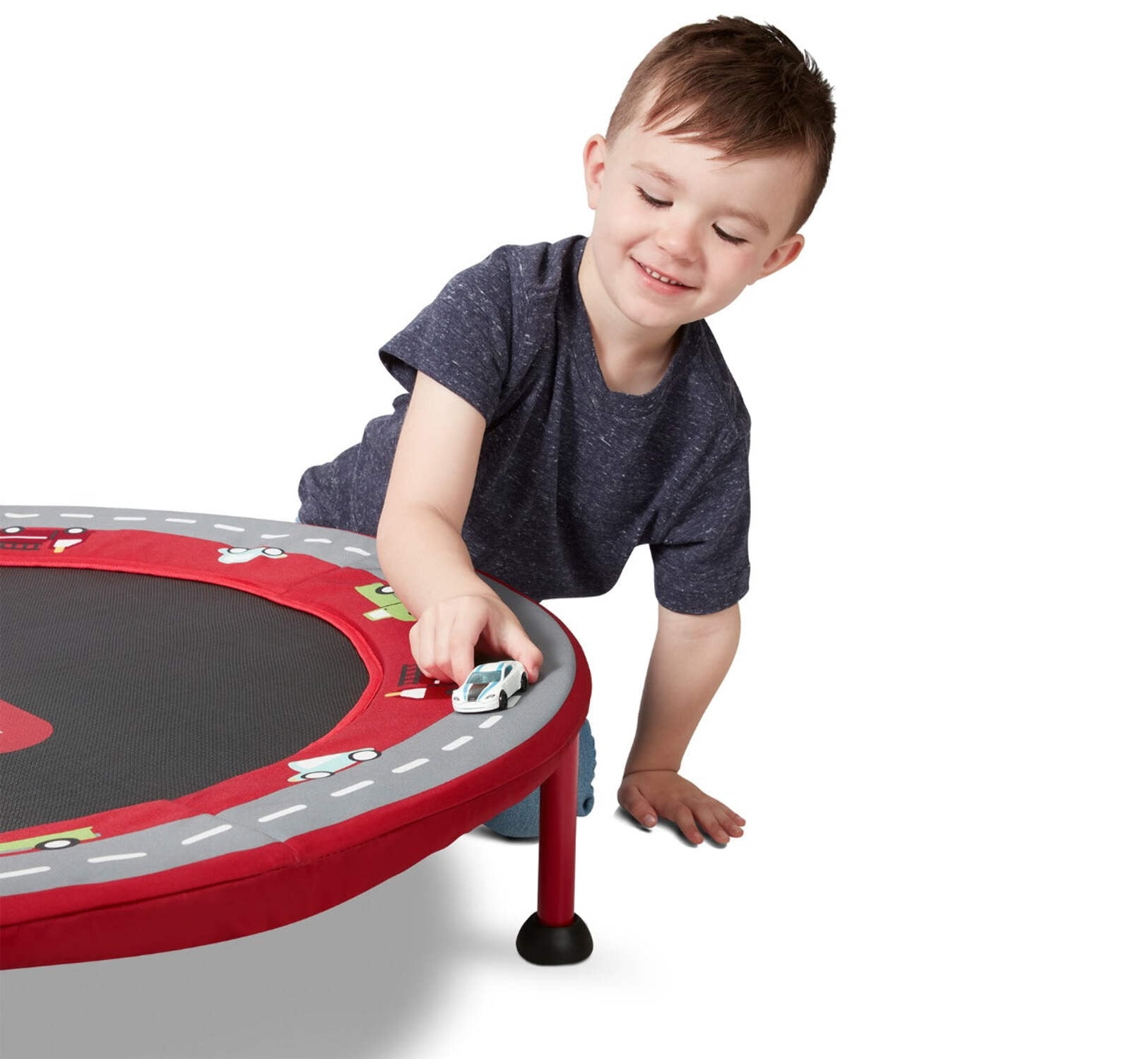 Radio Flyer 2-in-1 Kids' Trampoline with Racetrack Play Mat, 3 Feet Wide