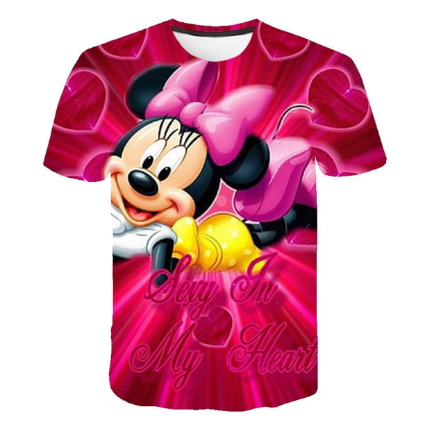 Camisetas de Mickey Mouse, ropa de verano, camisetas de moda para chicas, camisetas de manga corta informales de dibujos animados de la serie Disney de 2023 años, 4-14 años 5T Gao Jinjia LED