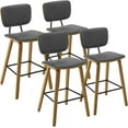 thumbnail image 2 of Set of 4 Counter Height Bar Stools with PU Leather Upholstery, Ergonomic Design and Mid Century Modern Style, 2 of 9