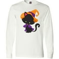 thumbnail image 3 of Inktastic Black Cat, Cat Wearing Witch Hat, Halloween Long Sleeve T-Shirt, 3 of 5