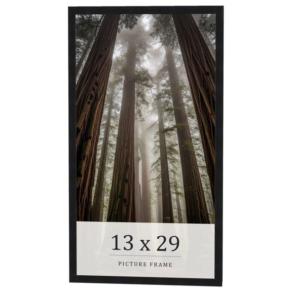 13x29 Frame Black Real Wood Picture Frame Width 0.75 inches | Interior Frame Depth 0.5 inches |