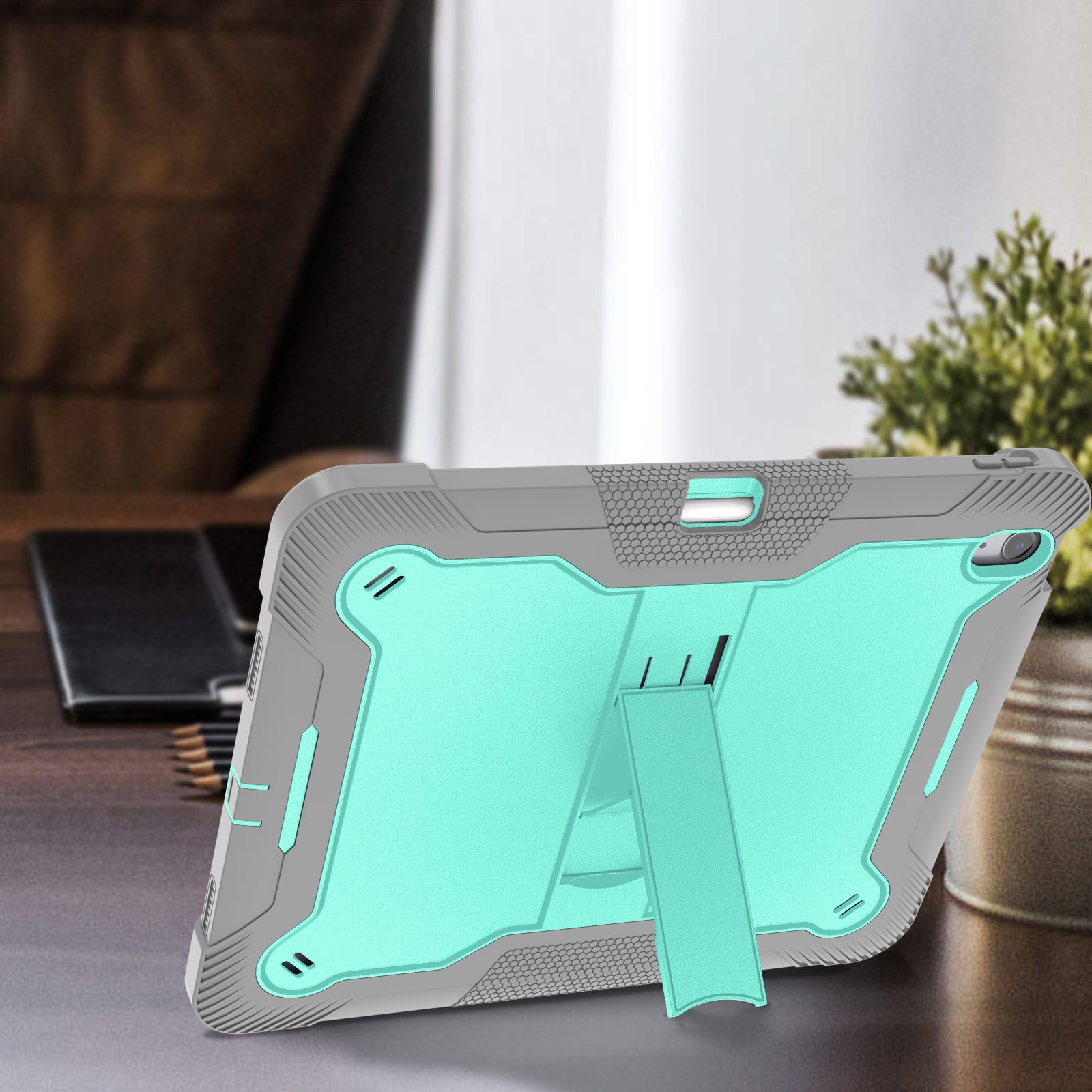 Dteck Case for iPad Air 13-inch (M2) 2024, iPad Air 13 Inch Case with Kickstand and Pencil Holder, Heavy Duty Shockproof Protective Cover for Kids,Green