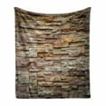 thumbnail image 1 of Marble Print Soft Flannel Fleece Blanket, Urban Brick Slate Stone Wall Rocks Featured Facade Architecture Town Picture, Cozy Plush for Indoor and Outdoor Use, 70" x 90", Multicolor, by Ambesonne, 1 of 6