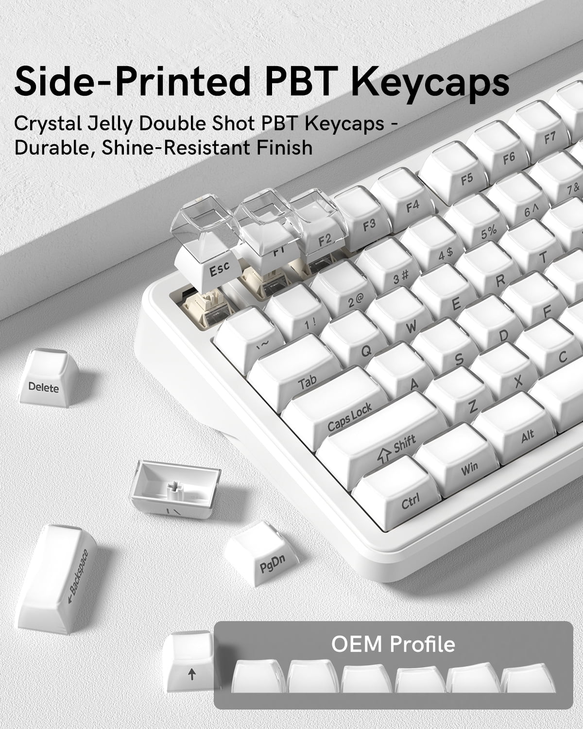 COSTOM 75% Wireless Mechanical Keyboard with Knob, Tri-Mode BT5.0/2.4GHz/USB-C Hot Swappable Computer Keyboard, Gasket Mount, Pre-lubed Linear Switches, RGB Backlit Gaming Keyboards, White