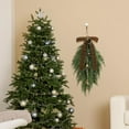 thumbnail image 5 of AHeartcove 2 Pack Christmas Greenery Cedar Teardrop Swag with Velvet Ribbon Bow and Rustic Vintage Bells - Artificial Swag Wreath for Tree Outdoor Front Door Farmhouse Home Wall Mantle Decor(Khaki), 5 of 6
