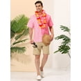 thumbnail image 3 of Lars Amadeus Camisa hawaiana de manga corta con botones y lunares a rayas de verano para hombre Rosa blanco M, 3 of 6