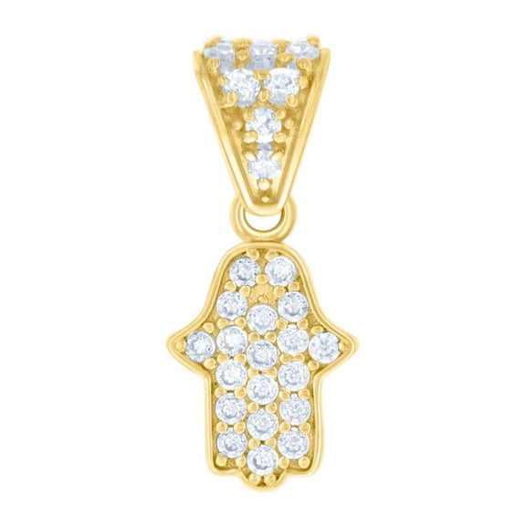 10k Yellow Gold Womens Cubic Zirconia Hamsa Symbol Religious Charm Pendant Necklace 17.3x7.2mm Wide Pendant for Women