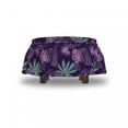 thumbnail image 4 of Tropical Ottoman Cover, Purple Exotic Jungle Art, 2 Piece Slipcover Set with Ruffle Skirt for Square Round Cube Footstool Decorative Home Accent, Standard Size, Purple and Seafoam, by Ambesonne, 4 of 5