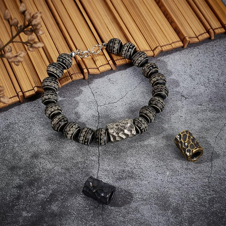 2Pcs Black Paracord Beads with 6mm Large Hole Skull Octopus