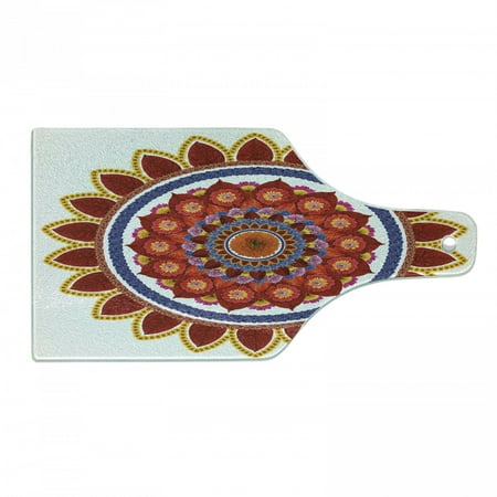 

Mandala Cutting Board Round with Leaves and Summer Meadow Daisies Sunflowers Colorful Joyous Decorative Tempered Glass Cutting and Serving Board Wine Bottle Shape Multicolor by Ambesonne