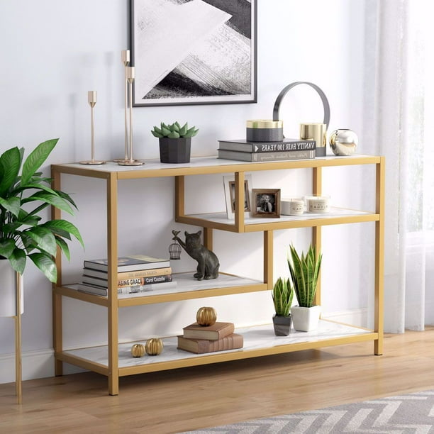 Tribesigns Sofa Entry Table, 3-Tier Gold Console Table ...