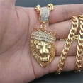thumbnail image 4 of Hip Hop Lion Head Pendant Necklace Charm 14K Yellow Gold Iced Out Cubic Zircon Animal Necklace For Men Jewelry Gifts, 4 of 7
