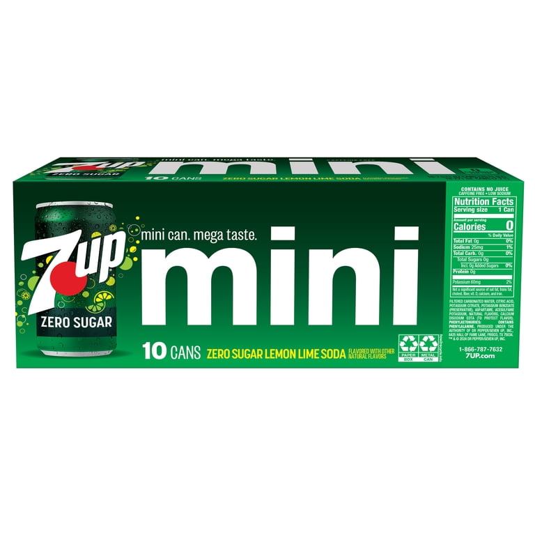 7UP Brand Zero Sugar, Caffeine-Free Lemon Lime Soda, 10pk 7.5 fl