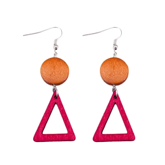 Drop Earrings Decorative Heart Loop Triangle Star Pendant Wooden Earrings Dangle Earrings