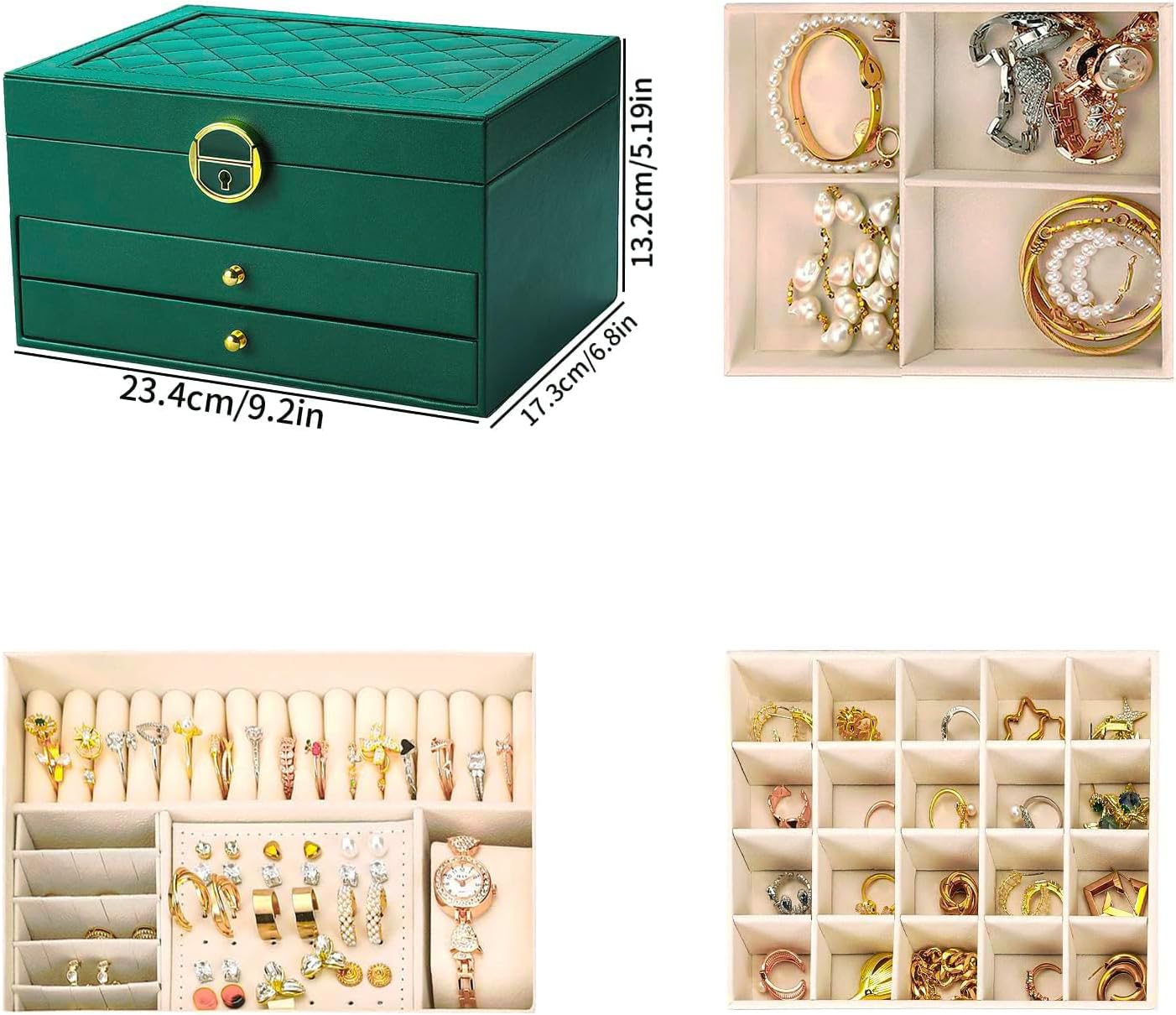 Jewelry Organizer -& Multiple Compartments - Premium Jewelry Storage for Necklaces, Rings, Bracelets - Nice Christmas Gift for Women, Men