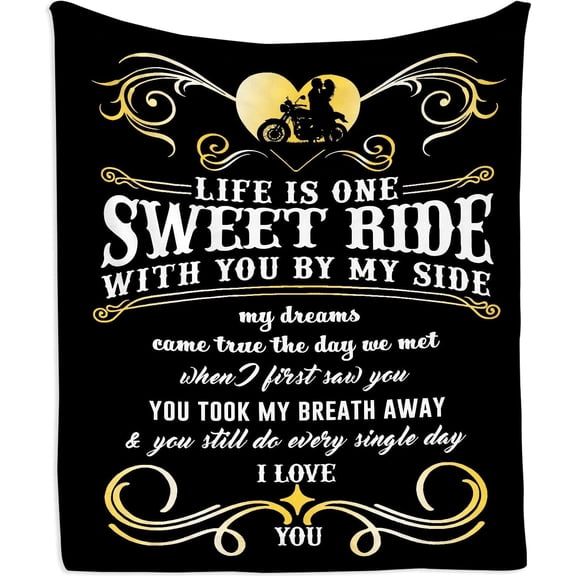 DAJU Gifts for Motorcycle Lovers Birthday Gifts for Men/Women Gifts for Husband/Wife Blanket Birthday Gifts for Him/Her Anniversary Wedding Gift Ideas for Couples Sweet Ride Motorcycle(50*60inch)