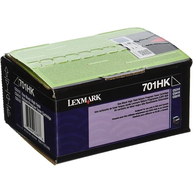 Lexmark 701HK Black High Yield Return Program Toner Cartridge -Black -Laser -4000 Page -OEM