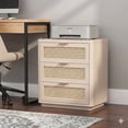 thumbnail image 6 of Biemlerfn Nightstand with Charging Station, 3 Drawers Bedside Table, Rattan End Table, Farmhouse Side Table for Bedroom, Living Room, Brown, 6 of 8