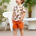 thumbnail image 4 of YABCSAZ Boys Summer Outfit Sets Short Sleeve T-Shirts Tops and Wide Leg Bermuda Shorts Kids Sets Cute Graphic Summer Clothes Loose Casual Baby 2Piece Playwear Sets for Beach Vocation Size 7 Years, 4 of 6