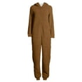 thumbnail image 5 of QIUOMBBP Brown Family Pajamas Matching Sets Christmas Solid Color Fleece Hooded Jumpsuits Long Sleeve Zip Up Sleepwear Onesies L, 5 of 5