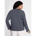 thumbnail image 3 of Terra & Sky Women's Plus Striped Tee with Long Sleeves, Sizes 0X-5X, 3 of 5