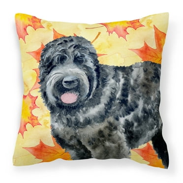 Carolines Treasures BB9938PW1414 Black Russian Terrier Fall Fabric Decorative Pillow  14Hx14W multicolor