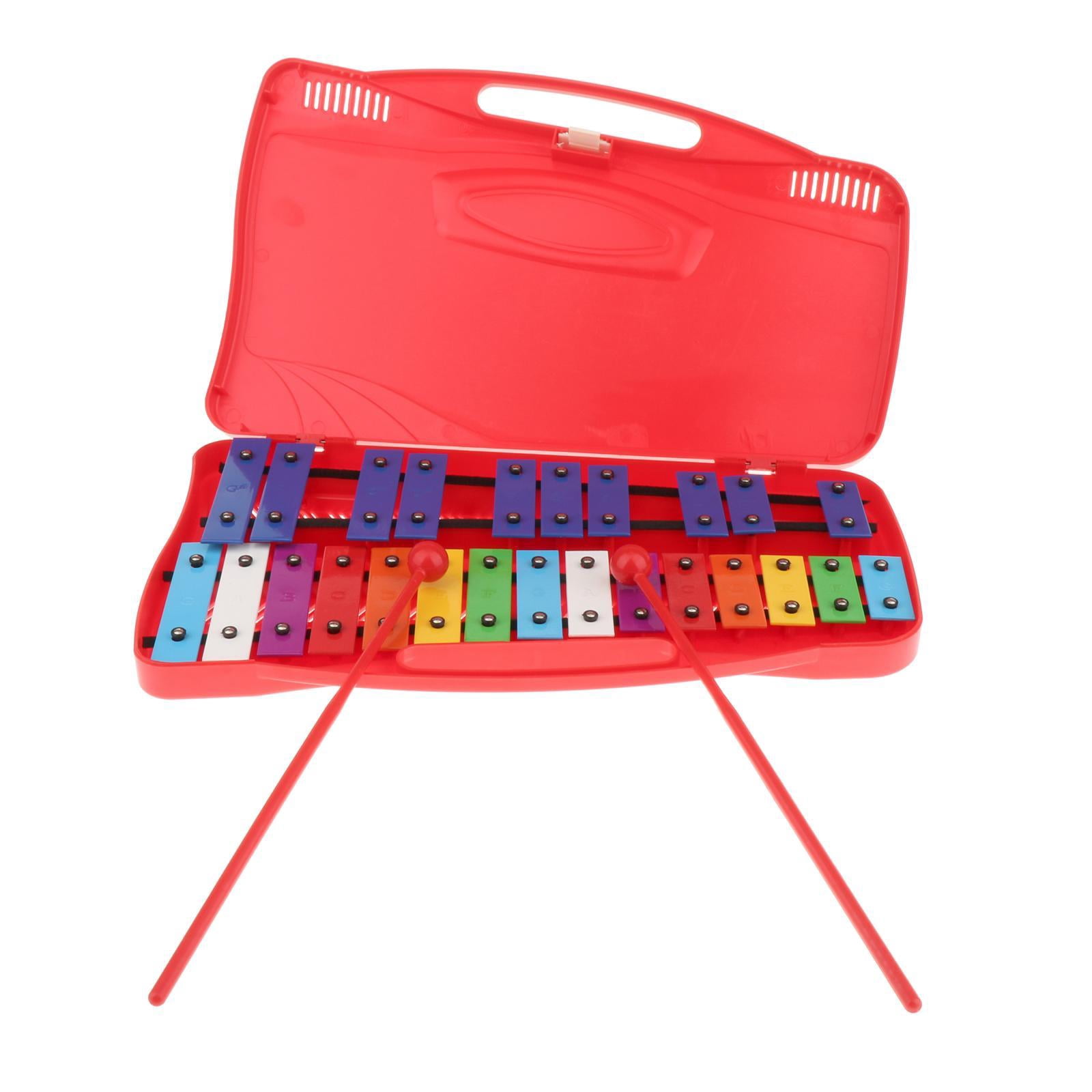 LeeQinersw Colorful Glockenspiel Xylophone Percussion Instrument Iron Keys with Case And Red
