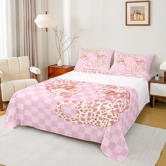 jejeloiu Western Cowgirl Boots Full Size Sheets,Pink Disco Ball Bed Sheets,Farm Life Sheet Sets For Girl Boys,Ultra Soft Home Decor,4-Piece