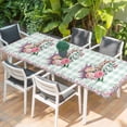 thumbnail image 2 of Easter Bunny Roses Table Cloths for 8 Foot Rectangle Tables, Pink Floral Spring Green Buffalo Plaid Patio Waterproof Elastic Fitted Tablecloths, Washable Rectangular Table Cover for Camping, 2 of 8