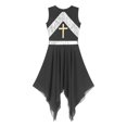 thumbnail image 5 of Jizyo Women Shiny Cross Praise Dance Dress Sleeveless Irregular Hem Liturgical Worship Dance Tunic Black XL, 5 of 7