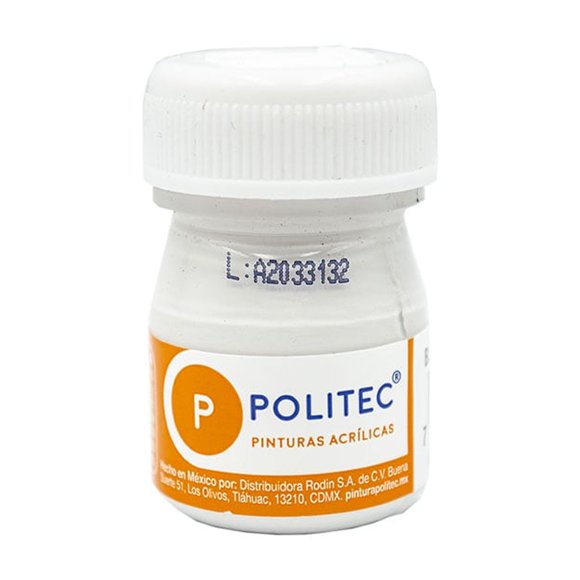 Pintura acrílica Politec 12 piezas 20ml Color Blanco