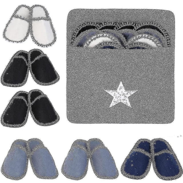 6 Pares De Pantuflas De Fieltro Polar, Portátiles, Lavables, Desechables, Antideslizantes, Para El Hogar, Para Huéspedes De Spa, Hoteles, Viajes