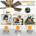thumbnail image 3 of Parrot Uncle Ceiling Fans with Lights and Remote 52 Inch Ceiling Fan with LED Light for Bedroom Outdoor Ceiling Fans for Patios Covered, Brass, 3 of 9