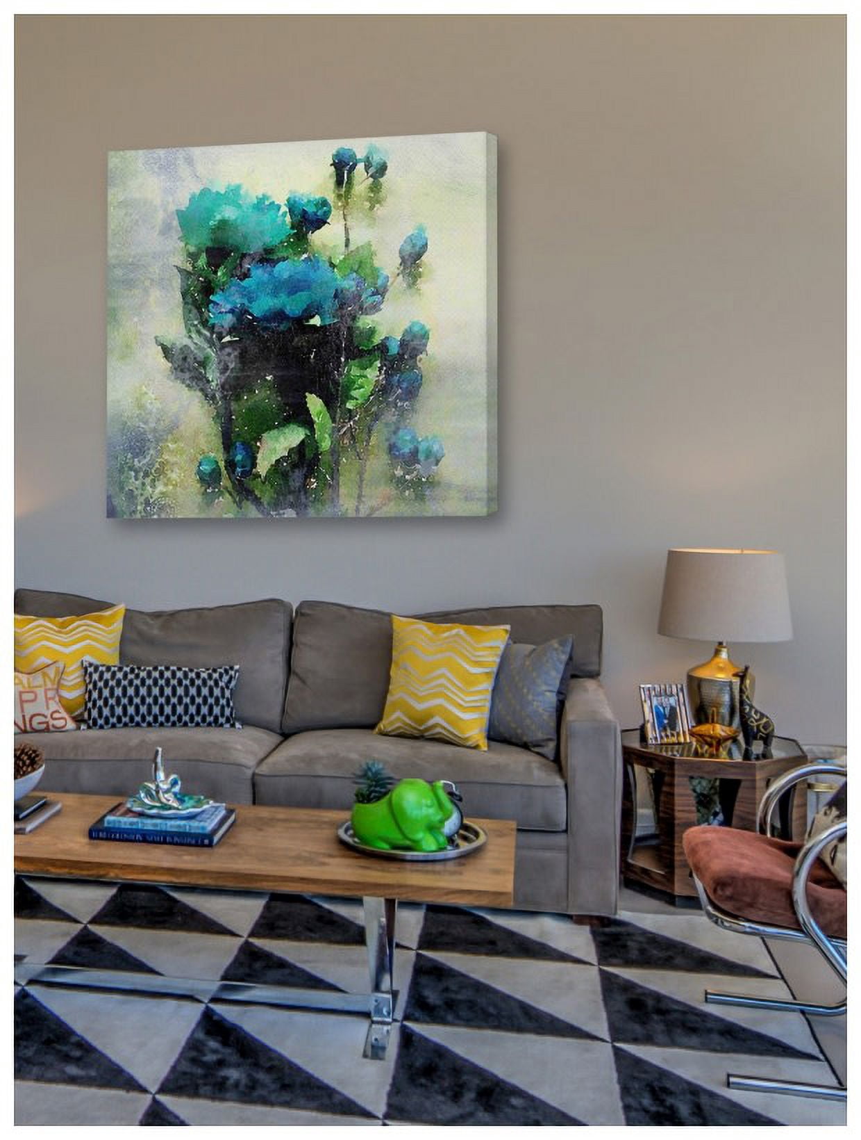 Marmont Hill - "Blue Garden Bloom" by Irena Orlov Painting Print on Wrapped Canvas