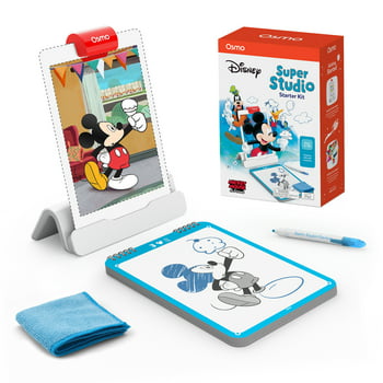 Osmo - Super Studio Disney Mickey Mouse & Friends Starter Kit - Age 6-12 - Learn Disney Drawings, 100+ Cartoon Drawings, Erasable Drawing Board, Sketchbook, Drawing Pad, Art Sets, STEM Educational Toy