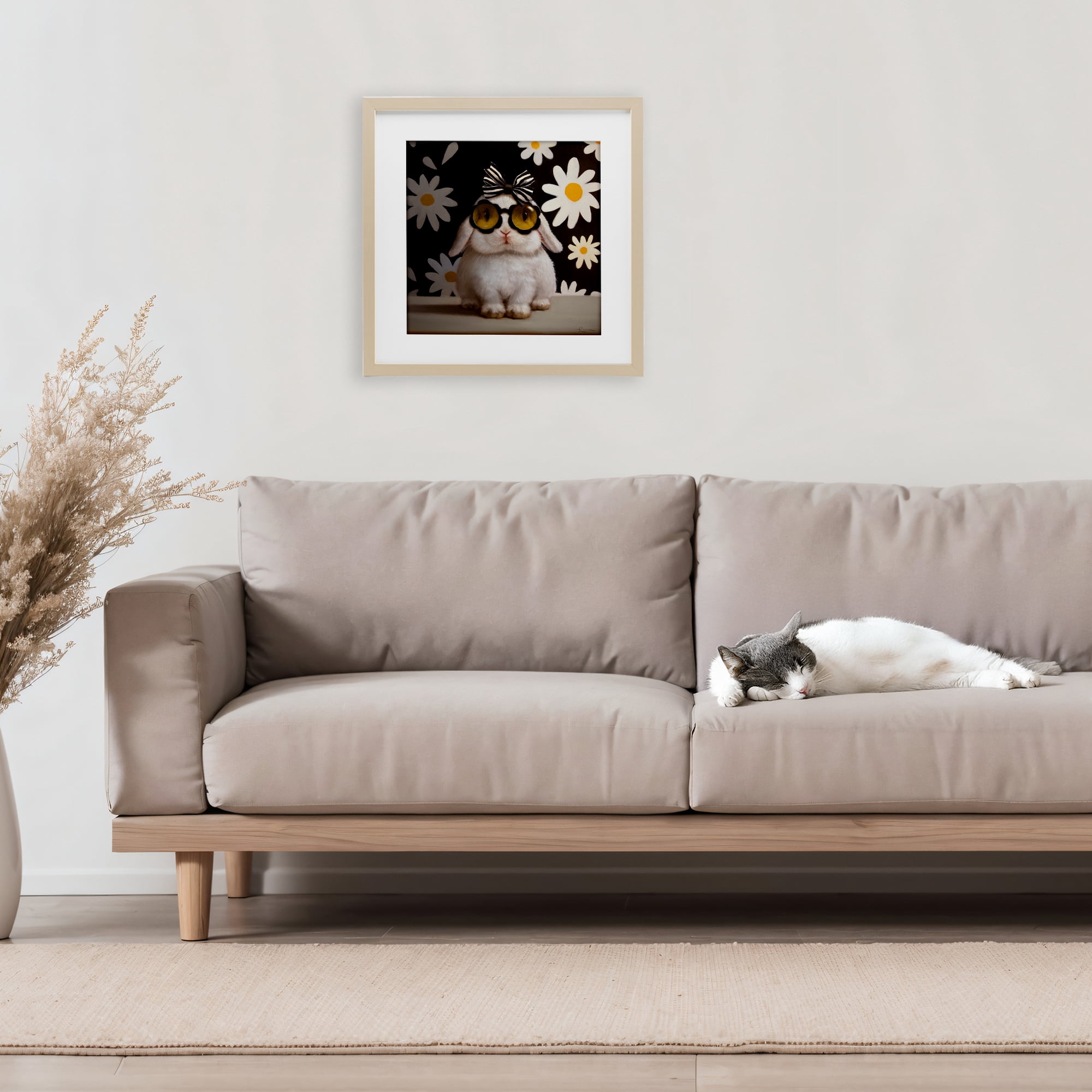 Stupell Industries Boopsie Daisy Bunny Birch Framed Print Under Glass, design by Lucia Heffernan