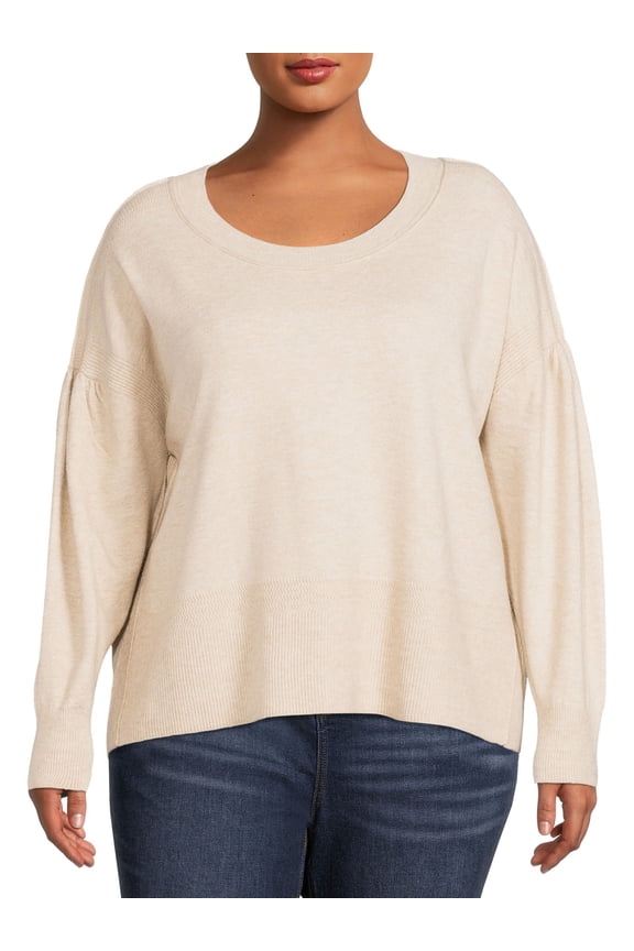 Women's Plus Size Crewneck Sweater, Lightweight