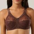 thumbnail image 4 of Bigersell Workout Bra Women's Lace Transparent Underwear without Underwire and Sponge Bras Female Synthetic Sleeping Bra Big & Tall Lace Bra, Style 609, Coffee 100d, 4 of 6