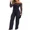 Black, variant on CHICME Jumpsuits for Women Off Shoulder Long Sleeve Eyelash Lace Spliced Slim Fit Overalls Casual Zipper Back Jumpsuit with Belt Black-S