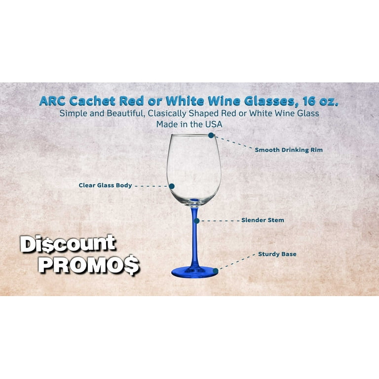 10 ARC Cachet White Wine Glasses Set, 16 oz. - Wedding, Favors