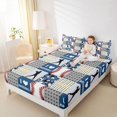 thumbnail image 4 of Feelyou Baseball Lover Boys Full Size Sheets, Stripes Abstract Plaid Bed Sheets, Sports Theme Sheet Sets, Breathable Home Decor, 4 Pieces, 4 of 7