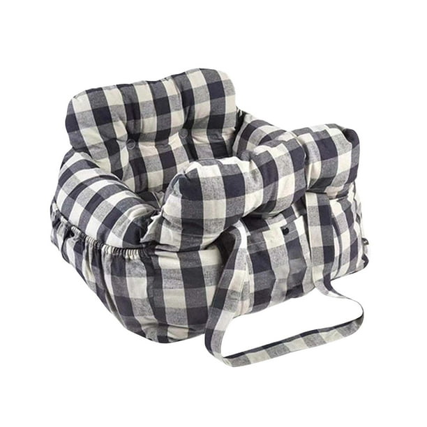Asiento de coche para perros pequeños, caseta para perros, cómoda y con bolsillos de almacenamiento. blanco negro y L