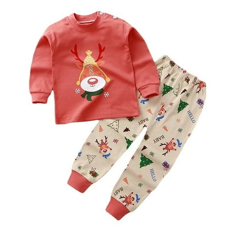 

UACY Baby Girl Fall Winter Clothes Santa Baby Crewneck Sweatshirts Ribbed Flare Pants Set Toddler Christmas Outfits Pajamas Set